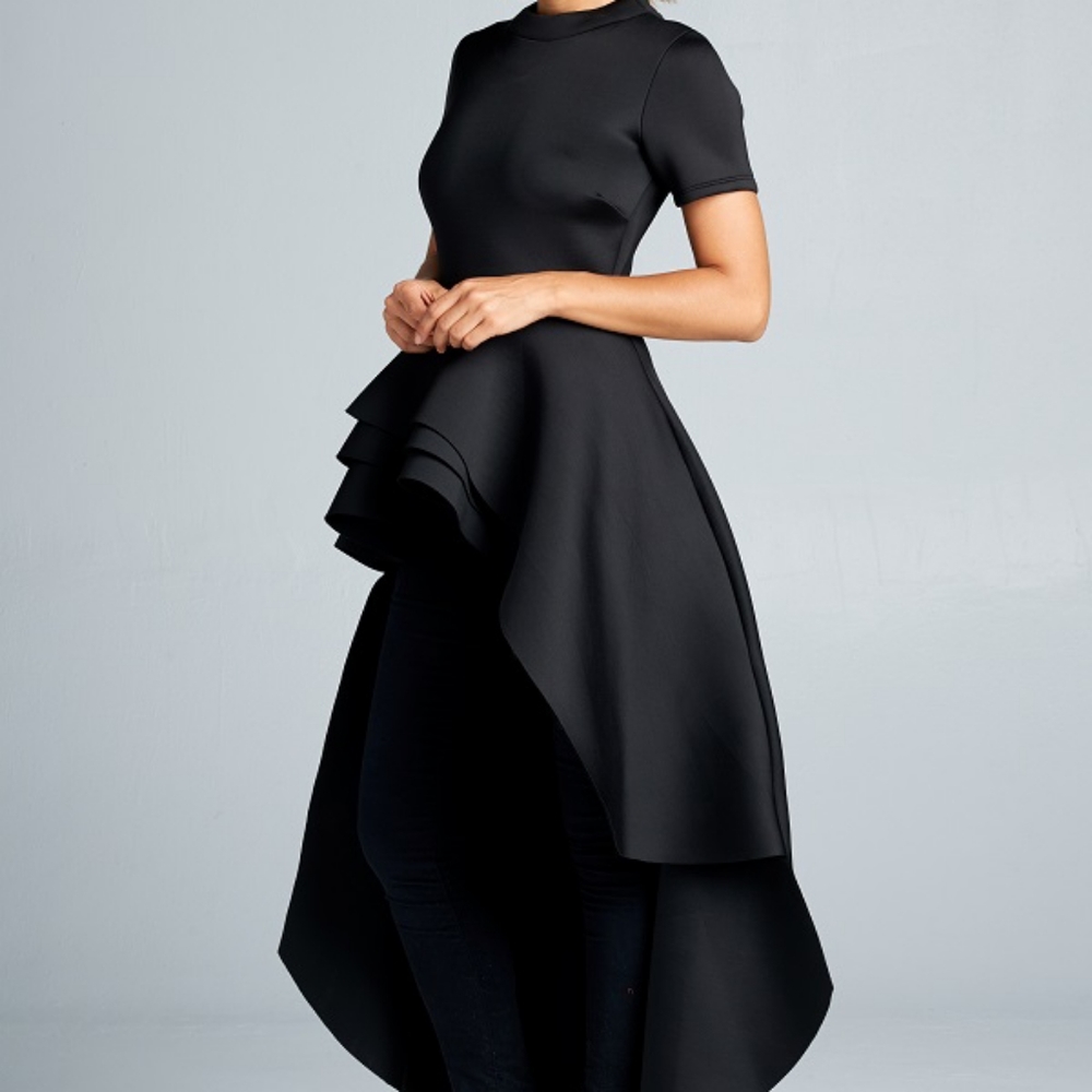 FLASH SALE TODAY ONLY Black High Low Peplum Top - Picture 5 of 5